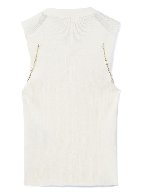 PUCCI logo-plaque ribbed knit top - White
