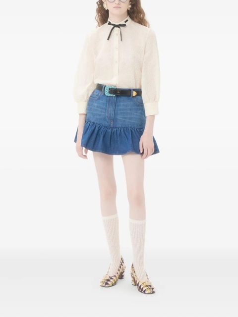 Valentino Garavani ruffled denim mini skirt - Blue