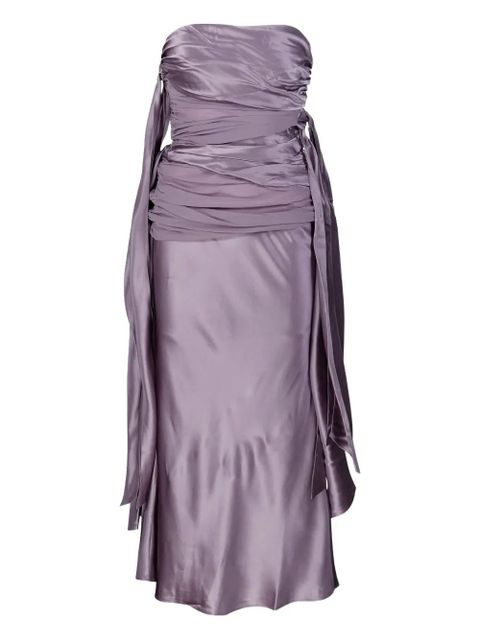 Christopher Esber draped-waist silk midi dress - Purple - zdjęcie produktu nr 1