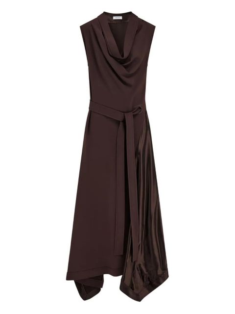 Ferragamo cowl-neck satin-panel dress - Brown - zdjęcie produktu nr 1