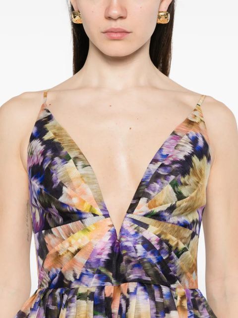 ZIMMERMANN floral-print V-neck mini dress - Purple