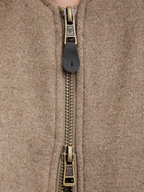 Guess Jeans kurtka bomber z dodatkiem wełny kolor beżowy przejściowa oversize W5BL14 W1482