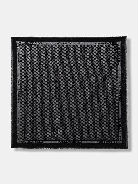 Karl Lagerfeld chusta z dodatkiem jedwabiu K/MONOGRAM damska kolor czarny gładka B1W33026 - zdjęcie produktu nr 1