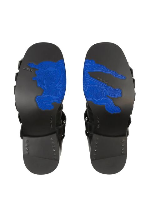 Burberry buckled leather biker boots - Black