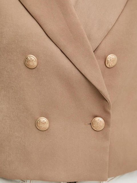 Answear.LAB marynarka kolor brązowy dwurzędowa gładka