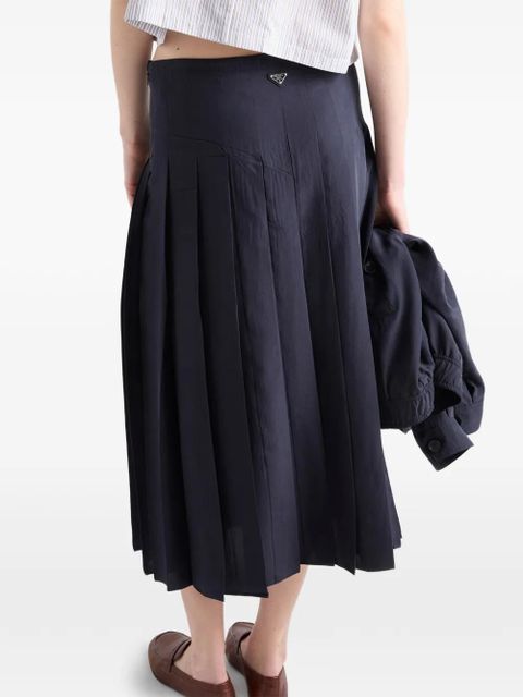 Prada pleated silk midi-skirt - Blue