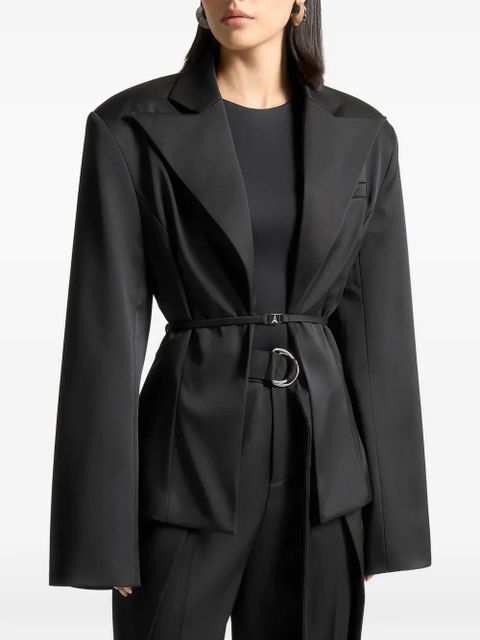 Manière De Voir wide-shoulder belted blazer - Black