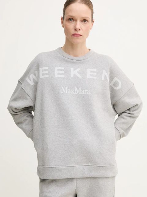 Weekend Max Mara bluza bawełniana damska kolor szary z nadrukiem 2515921021600