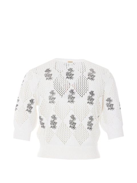 TWINSET embroidered crew-neck top - White - zdjęcie produktu nr 2