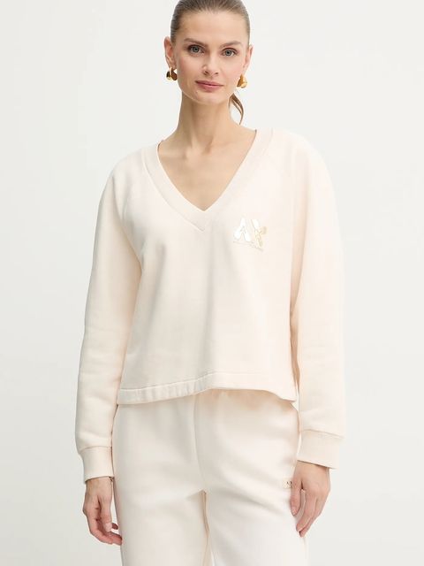 Armani Exchange bluza bawełniana damska kolor beżowy z nadrukiem XW001461 AF16192 - zdjęcie produktu nr 1