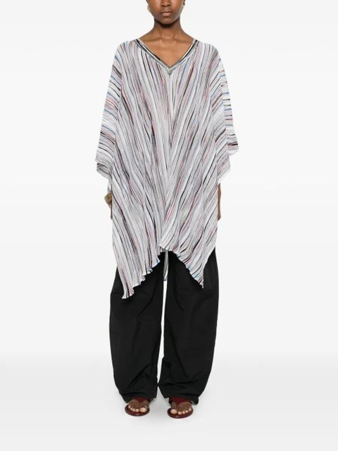 Missoni striped V-neck poncho - White