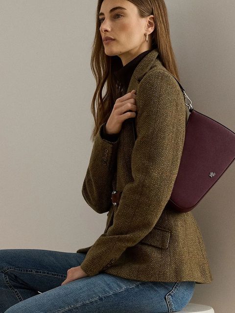 Lauren Ralph Lauren torebka skórzana kolor bordowy 431883768