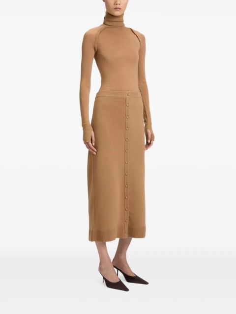 Victoria Beckham Button Detail midi skirt - Brown