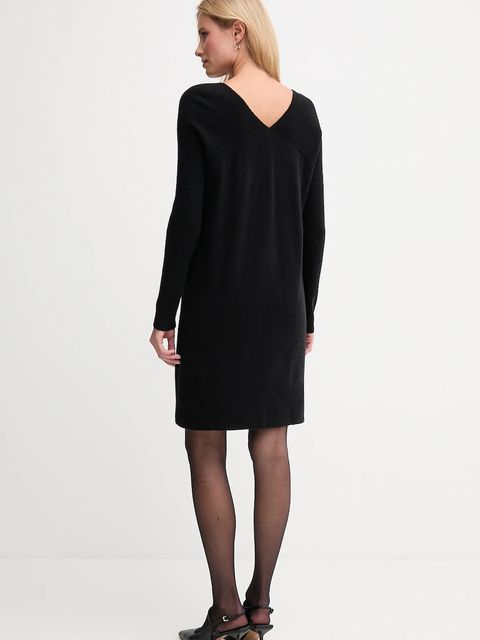 United Colors of Benetton sukienka z dodatkiem wełny kolor czarny mini prosta 1044DV02C