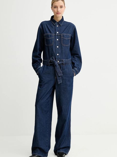 Marc O'Polo kombinezon jeansowy kolor granatowy bawełniany z kołnierzykiemm 5000006876 - zdjęcie produktu nr 1