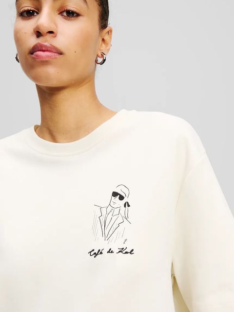 Karl Lagerfeld t-shirt bawełniany damski kolor beżowy A2W17089