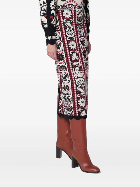 FARM Rio Tapestry straight skirt - Red