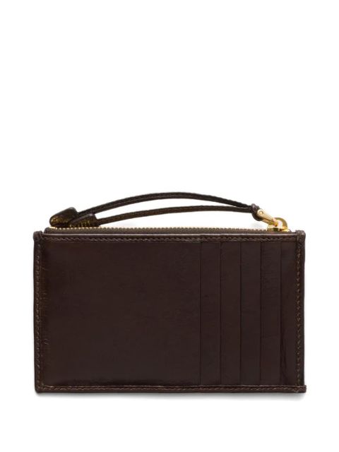 Prada leather card holder with zipper - Brown - zdjęcie produktu nr 2