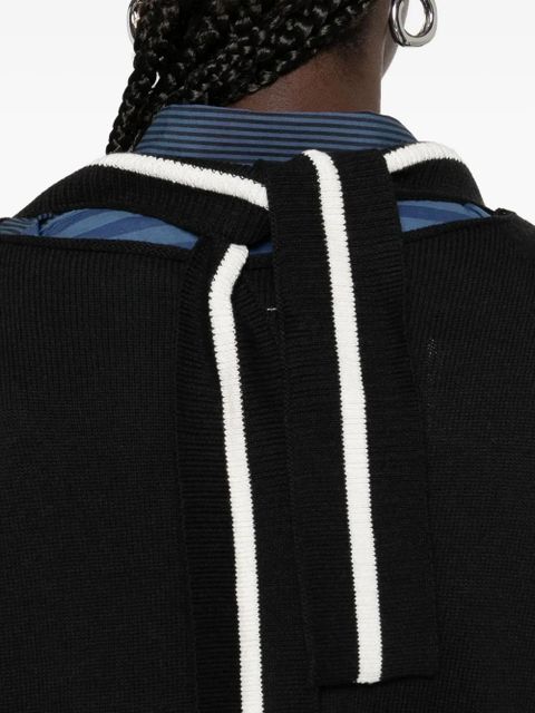 MM6 Maison Margiela V-neck logo-embroidered vest - Black