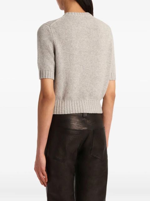 KHAITE short-sleeve button-up cardigan - Grey