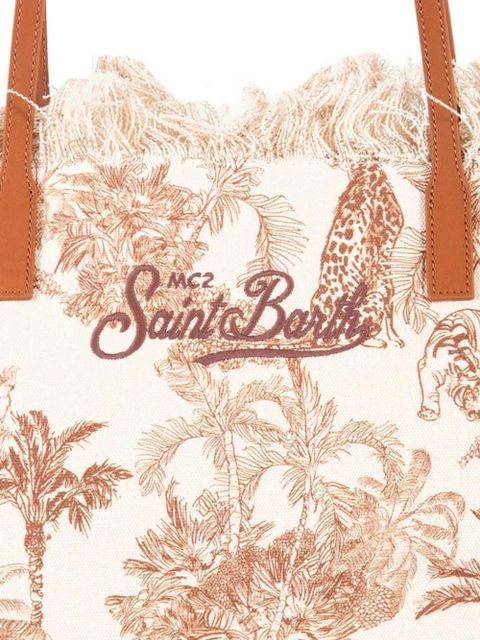MC2 Saint Barth fringed jungle-print tote bag - Neutrals
