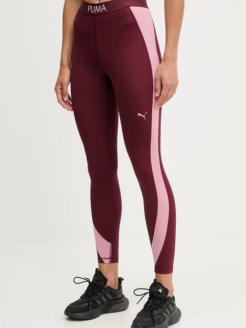 Puma legginsy treningowe damskie kolor bordowy wzorzyste 526679 - zdjęcie produktu nr 1
