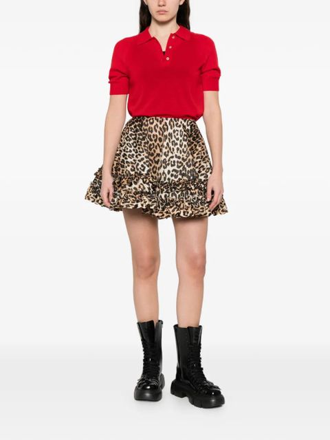GANNI ruffled leopard-print mini skirt - Brown - zdjęcie produktu nr 2