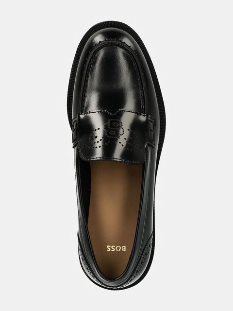 BOSS mokasyny skórzane Helen damskie kolor czarny na platformie 50529799