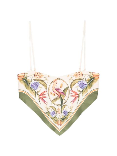 FARM Rio Strilitzia floral-print handkerchief-hem bikini top - Neutrals - zdjęcie produktu nr 1