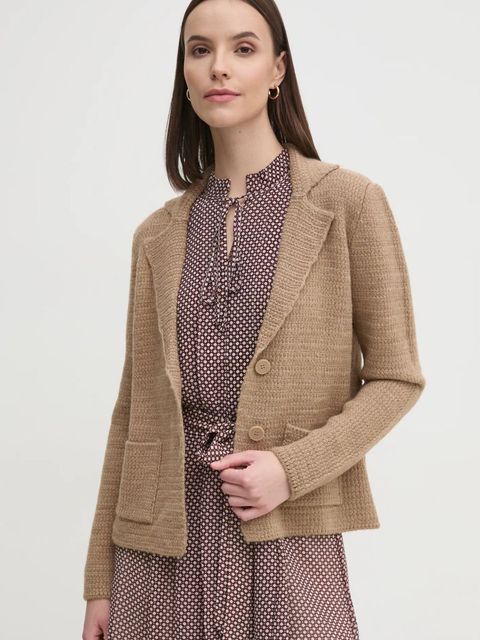 Sisley kardigan z domieszką wełny kolor beżowy lekki 1176M602D