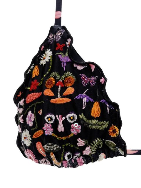 Agua By Agua Bendita embroidered ruffled bikini top - Black - zdjęcie produktu nr 2