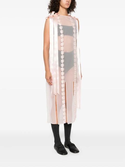 Simone Rocha ribbon-trimmed sleeveless midi dress - Pink