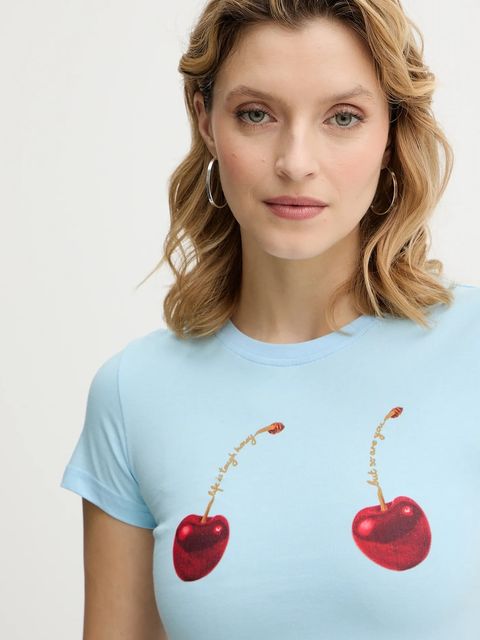 Never Fully Dressed t-shirt bawełniany Cherry Boob damski kolor niebieski NFDTO2085