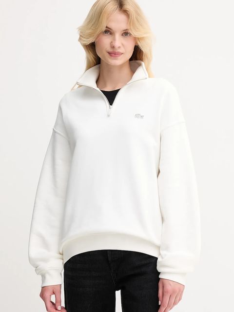 Lacoste bluza bawełniana kolor beżowy gładka SH7759