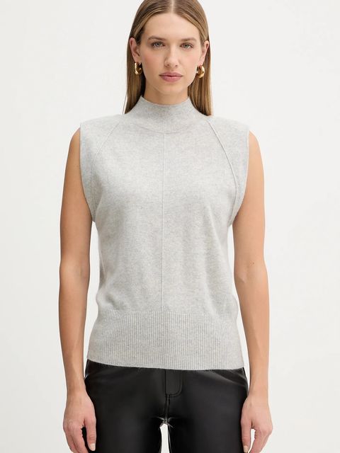 BOSS kamizelka kaszmirowa damski kolor szary lekki z półgolfem 50548506