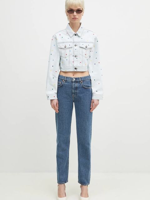 Fiorucci kurtka jeansowa bawełniana Confetti Dot Cropped Denim