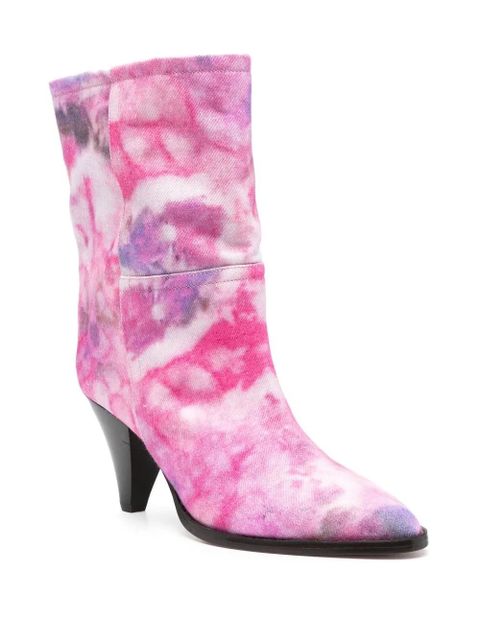 ISABEL MARANT 65mm Rouxa tie-dye print denim boots - Pink - zdjęcie produktu nr 2