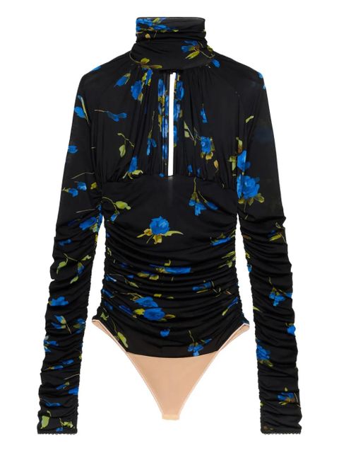 Blumarine floral-print ruched bodysuit - Blue - zdjęcie produktu nr 2