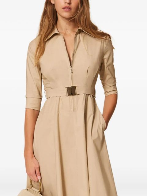 TWINSET belted poplin midi dress - Neutrals - zdjęcie produktu nr 2
