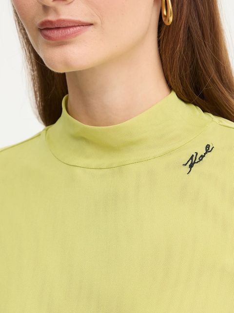 Karl Lagerfeld bluzka damska kolor zielony gładka A4W17044