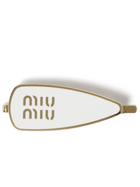 Miu Miu engraved-logo enamel hair clip - White - zdjęcie produktu nr 1
