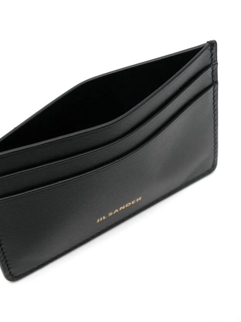 Jil Sander logo-lettering leather cardholder - Black