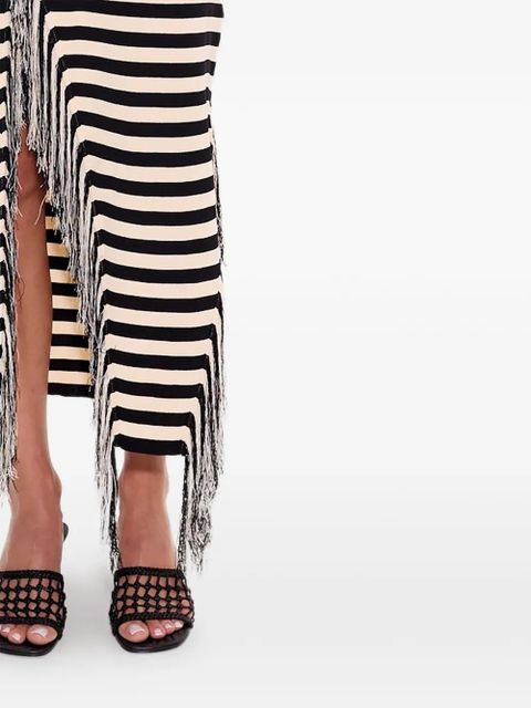 Simon Miller Sabine striped fringe knit midi dress - Black - zdjęcie produktu nr 2