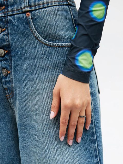 MM6 Maison Margiela Numeric engraved polished ring - Silver