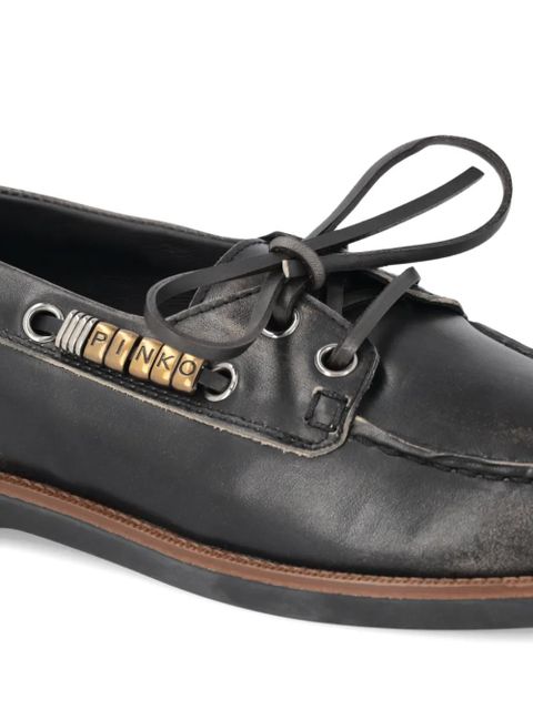 PINKO leather lace-up loafers - Black