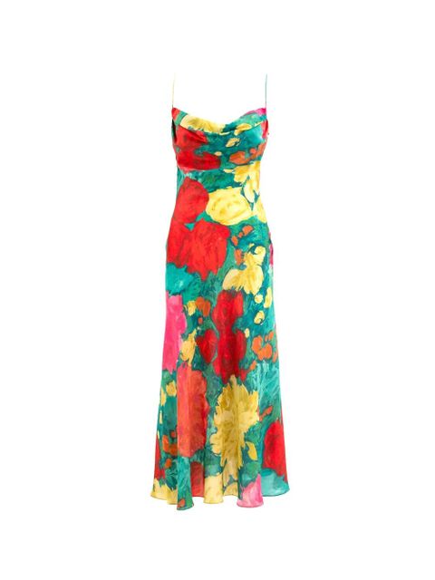 Balmain floral cowl-neck midi dress - Green - zdjęcie produktu nr 1