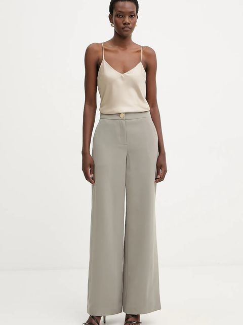 Armani Exchange spodnie damskie kolor zielony proste high waist XW001264 AF16148 - zdjęcie produktu nr 2