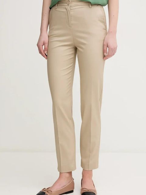 United Colors of Benetton spodnie damskie kolor beżowy fason cygaretki high waist 40FADF08U - zdjęcie produktu nr 1