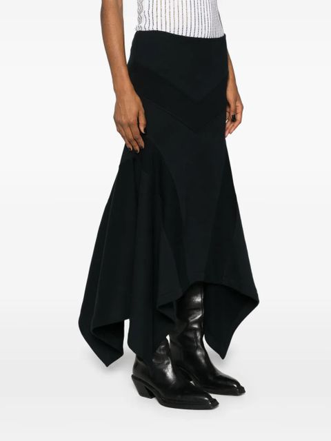 The Attico asymmetric cotton midi skirt - Black