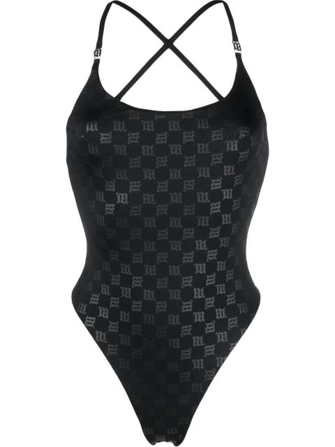 MISBHV monogram-pattern one-piece swimsuit - Black - zdjęcie produktu nr 1
